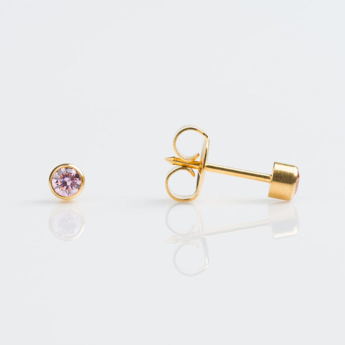14CT GOLD BEZEL 3MM PINK CUBIC ZIRCONIA - SPARKLN