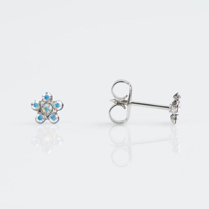 14CT WHITE GOLD 6 STONE DAISY AB CRYSTAL - SPARKLN