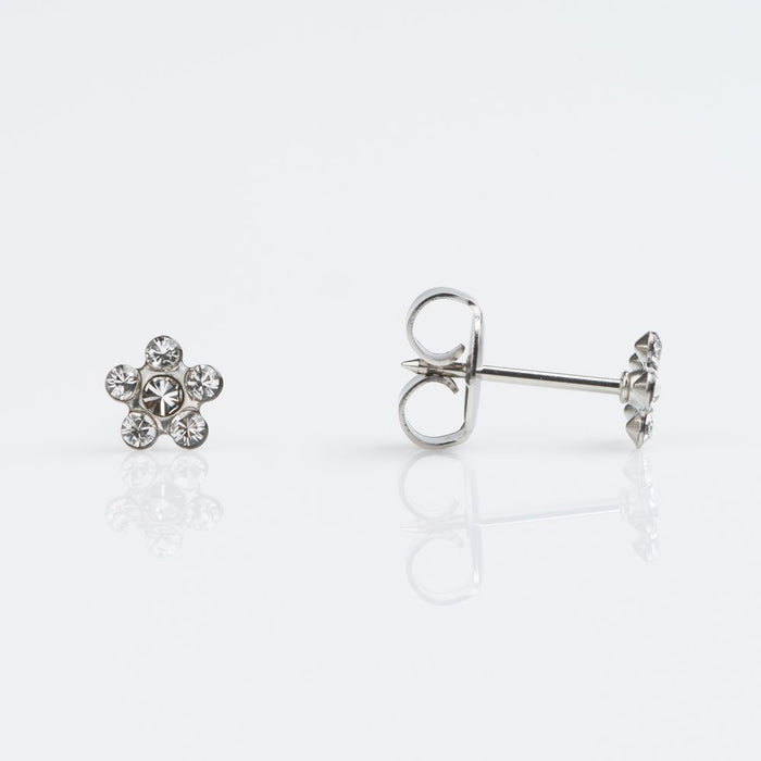 14CT WHITE GOLD 6 STONE DAISY CRYSTAL - SPARKLN