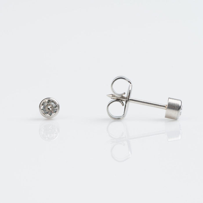 14CT WHITE GOLD BEZEL 3MM APRIL CRYSTAL - SPARKLN