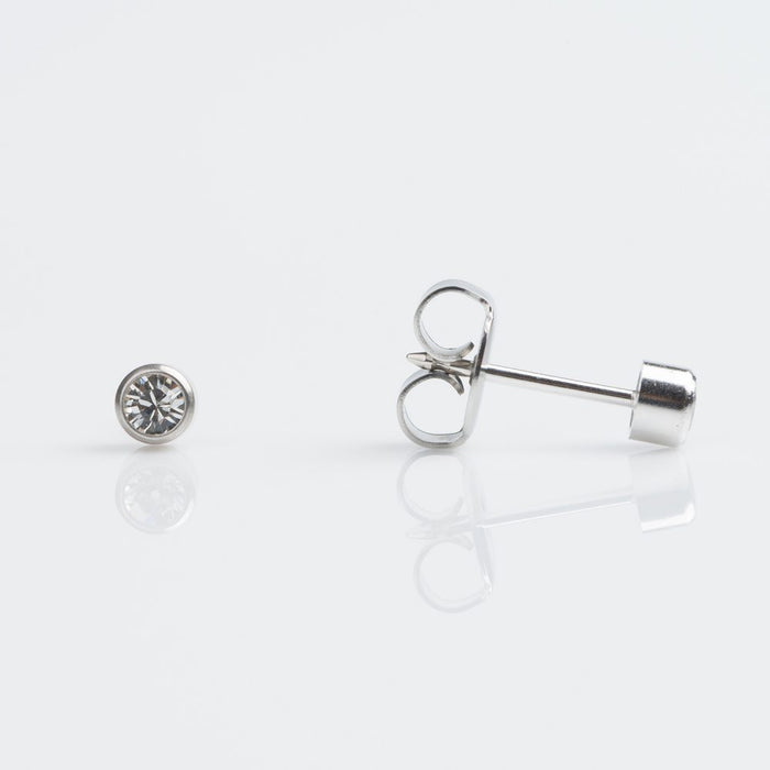 14CT WHITE GOLD BEZEL 3MM CUBIC ZIRCONIA - SPARKLN