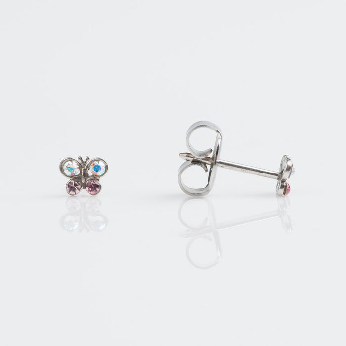 14CT WHITE GOLD MINI BUTTERFLY AB CRYSTAL/LIGHT ROSE - SPARKLN