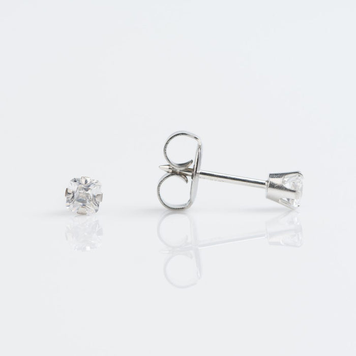 14CT WHITE GOLD PRINCESS CUT 3MM CUBIC ZIRCONIA