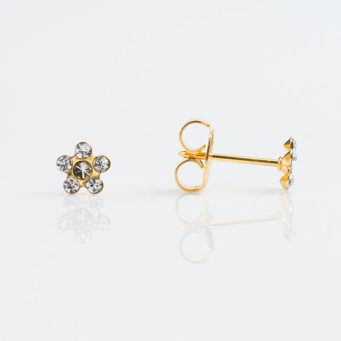 18CT GOLD 6 STONE DAISY CRYSTAL - SPARKLN