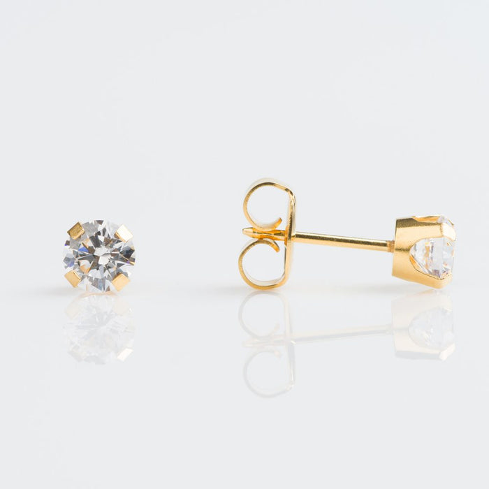 18CT GOLD TIFF. 5MM CUBIC ZIRCONIA