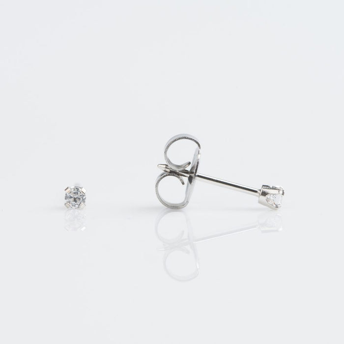 18CT WHITE GOLD TIFF. 2MM APRIL CRYSTAL - SPARKLN