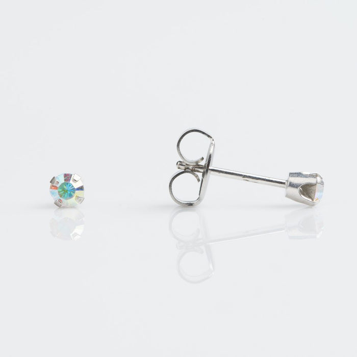 18CT WHITE GOLD TIFF. 3MM AB CRYSTAL - SPARKLN