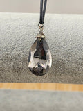 18in Adjustable Teardrop Crystal Pendant Necklace in Smoky Gray