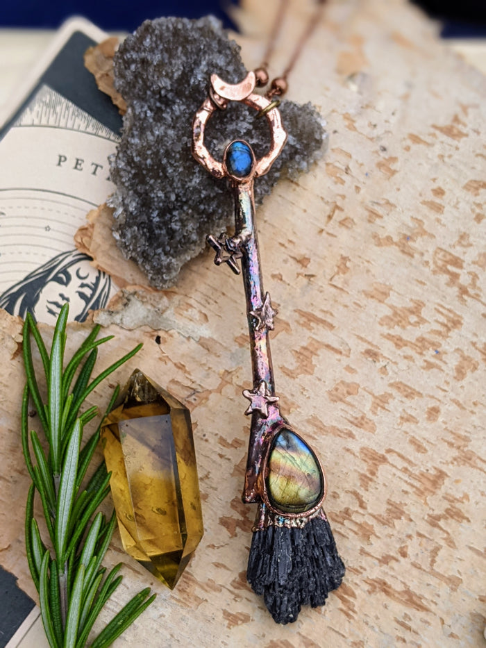 2022 Copper Electroformed Witch Broom Besom Necklace #3 - Minxes' Trinkets