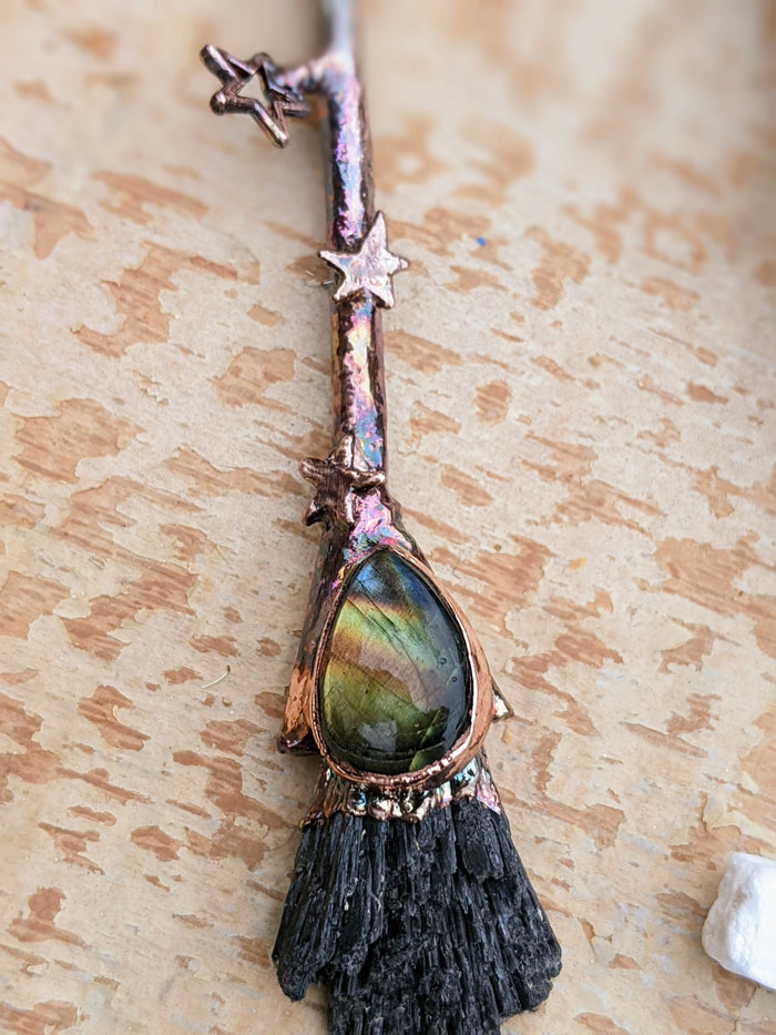 2022 Copper Electroformed Witch Broom Besom Necklace #3 - Minxes' Trinkets