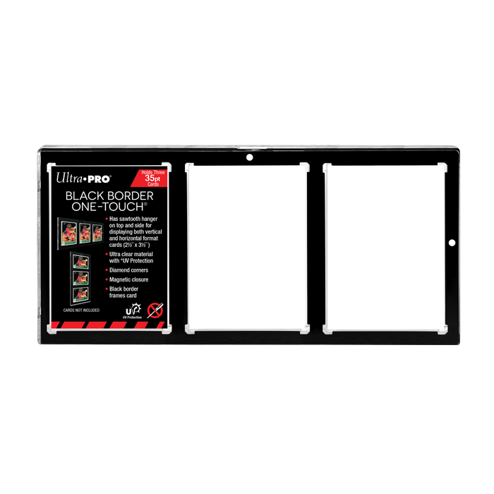 3-Card Wall Mount Display Case for 35pt Trading Cards (UV ONE-TOUCH Magnetic Holder)