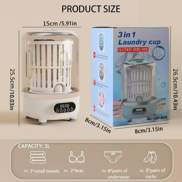 3-in-1 Mini Portable Laundry Cup Washer & Dryer