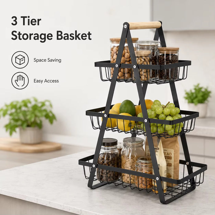 3-Tier Countertop Metal Storage Basket.