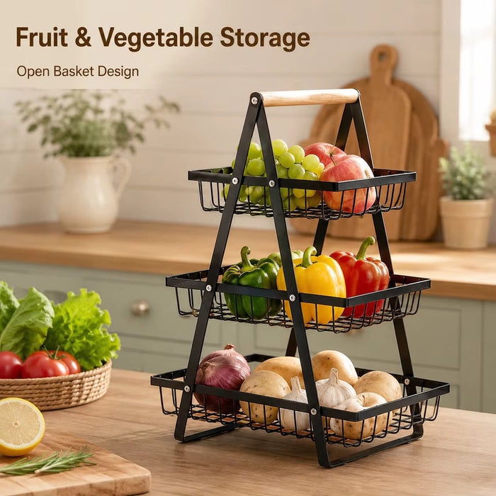 3-Tier Countertop Metal Storage Basket.