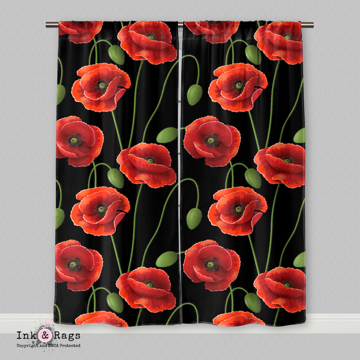 3D Style Poppy Curtains