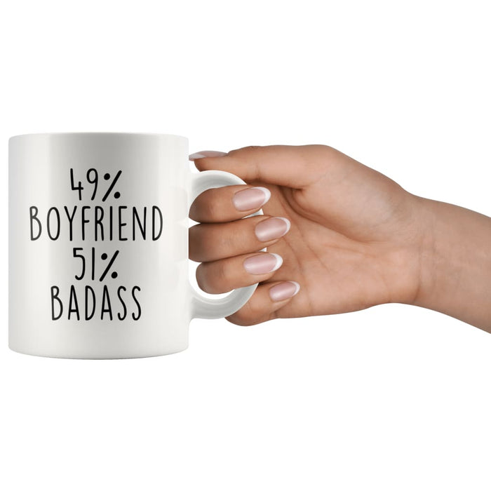 49% Boyfriend 51% Badass Coffee Mug | Gift for Boyfriend | Boyfriend Gifts $14.99 | Drinkware