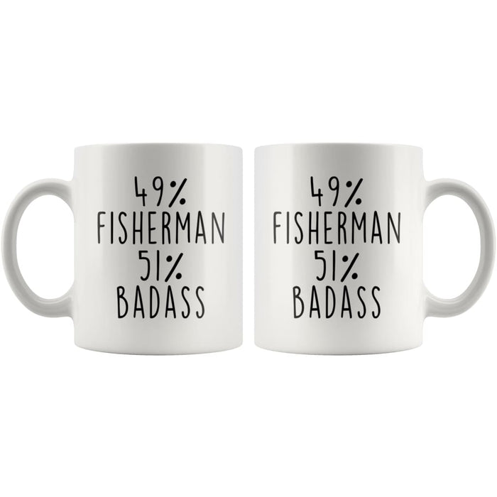 49% Fisherman 51% Badass Coffee Mug | Gift for Fisherman $14.99 | Drinkware