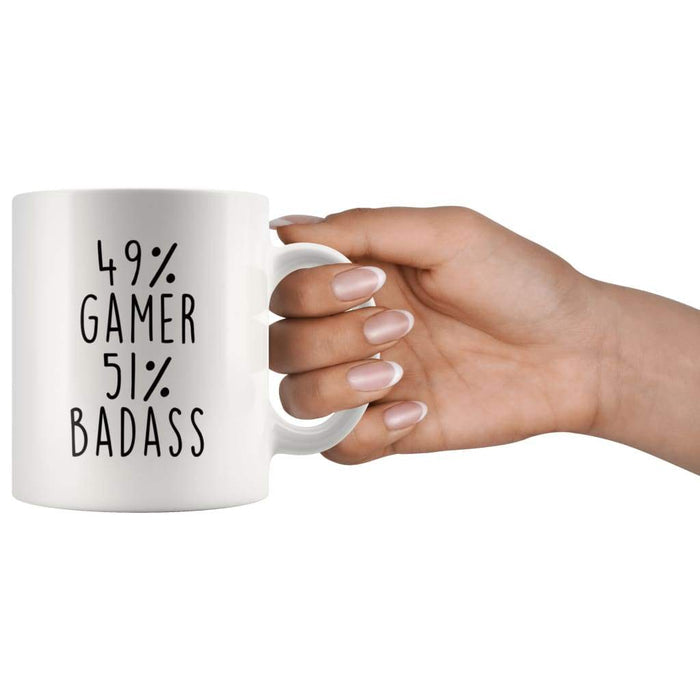49% Gamer 51% Badass Coffee Mug | Gift for Gamer | Gamer Gifts $14.99 | Drinkware