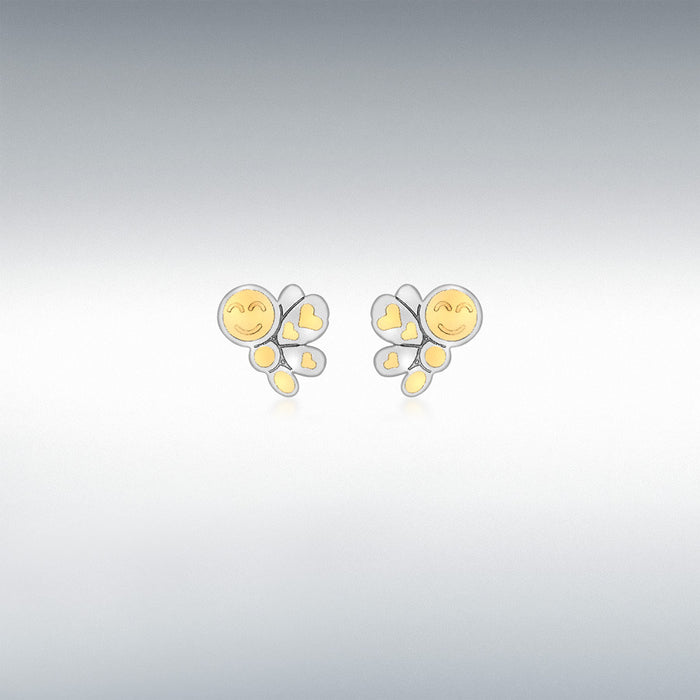 9CT 2-COLOUR GOLD 6MM X 5MM DRAGONFLY STUD EARRINGS