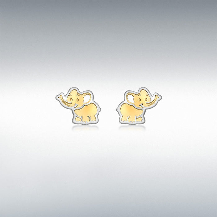 9CT 2-COLOUR GOLD 6MM X 7MM ELEPHANT STUD EARRINGS