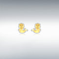 9CT 2-COLOUR GOLD 6MM X 7MM SEAL STUD EARRINGS