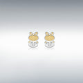 9CT 2-COLOUR GOLD CZ 5MM X 7MM RABBIT STUD EARRINGS