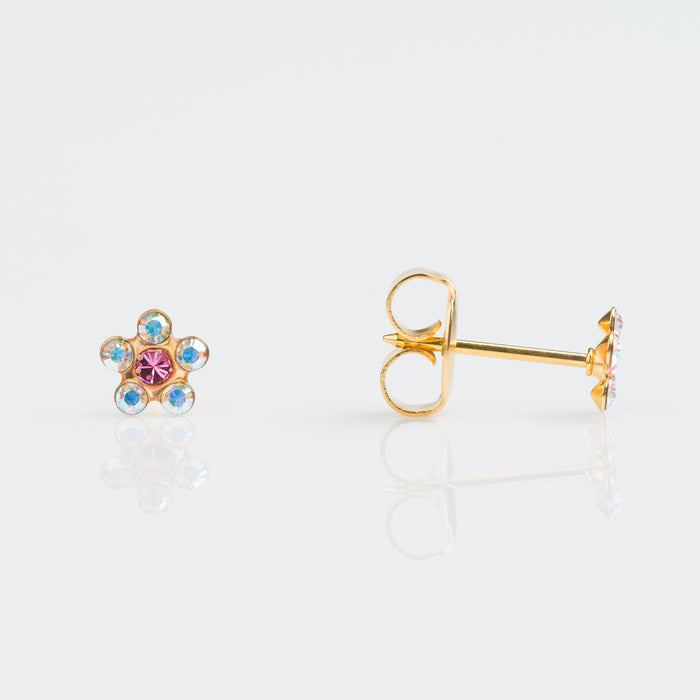 9CT GOLD 6 STONE DAISY AB CRYSTAL – ROSE
