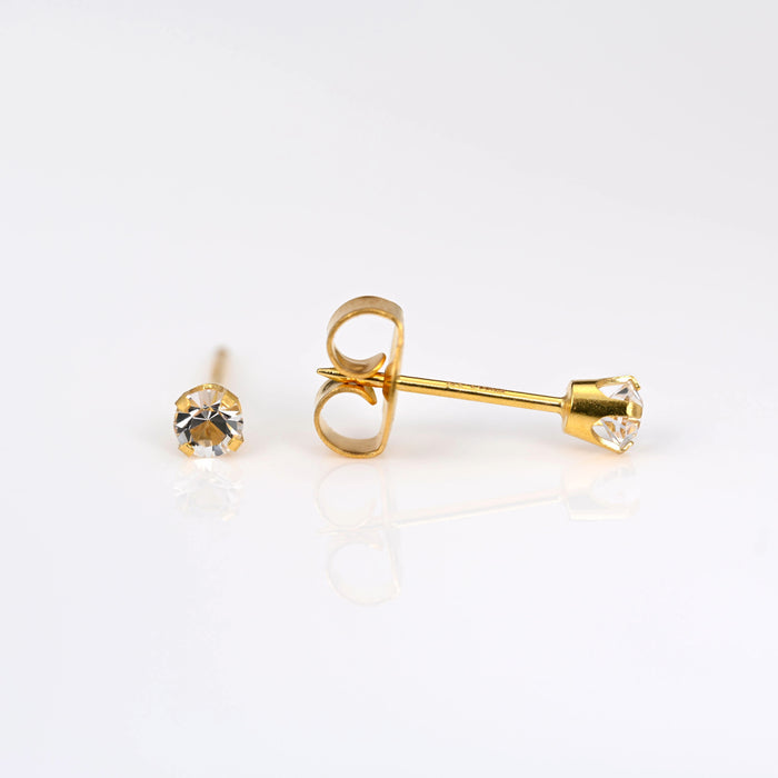 9ct Gold Tiff. 3mm April Crystal – Long Post