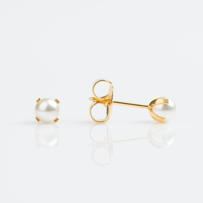 9CT GOLD TIFF. 4MM WHITE PEARL - SPARKLN