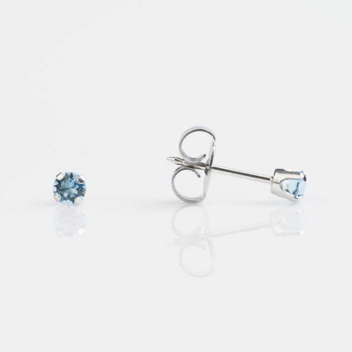 9CT WHITE GOLD TIFF. 3MM MARCH AQUAMARINE - SPARKLN
