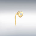Gold Heart nose piercing stud with cz stone