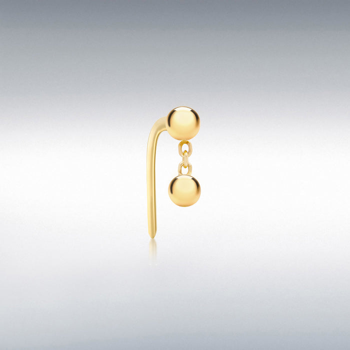 Gold double balls nose piercing