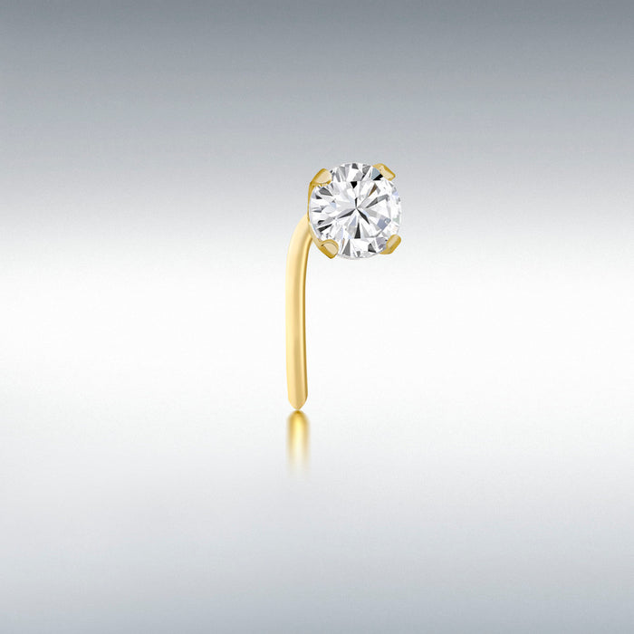 Gold solitaire cz nose stud