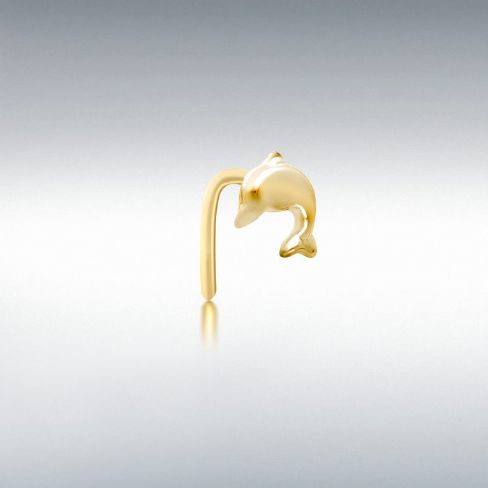Gold Dolphin nose piercing stud