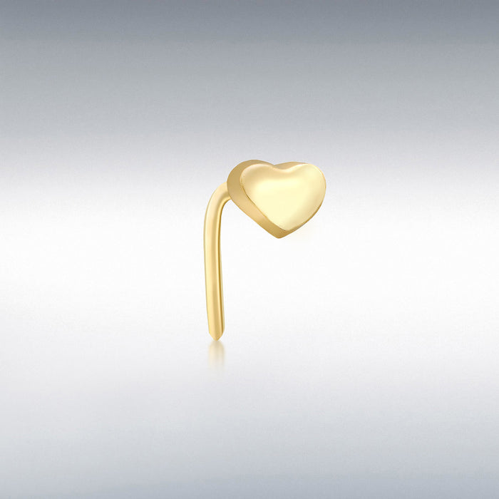9CT YELLOW GOLD 4MM X 3MM HEART SHAPE NOSE PIERCING