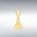 9CT YELLOW GOLD SATIN 2MM CZ 8MM X 15MM TEDDY BEAR PENDANT WITH CHAIN
