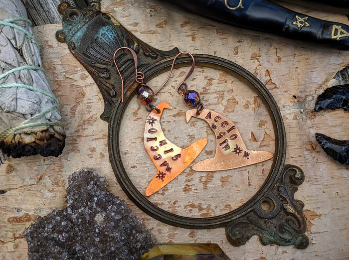 ‘Accio Gin’ Witch Hat Copper Earrings