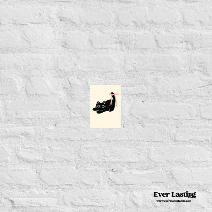 “Black Cat with Pink Bow” Coquette Cat Art Print - Ever Lasting