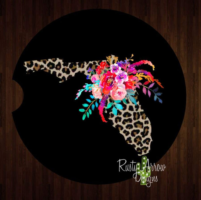 Black Cheetah Florida Set of 2 Car Coasters - Car Coasters