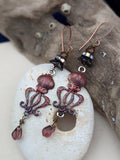 Burgundy Octopus Earrings 1