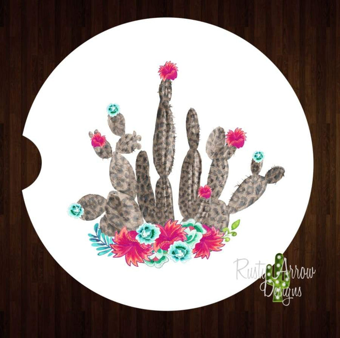 Cheetah Cactus Set of 2 Car Coasters - Car Coasters