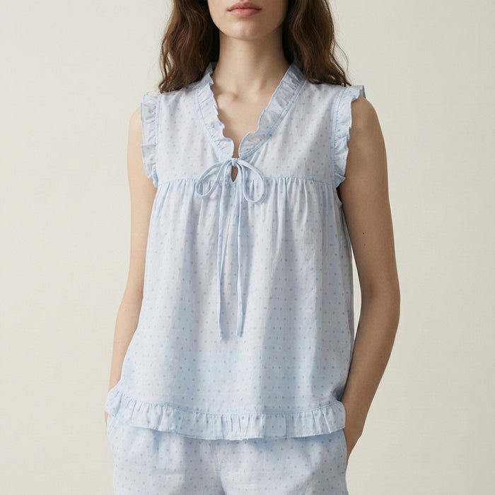 - Ever Lasting - Chloe Cotton Blend Shorts Pajama Set / Blue - Pajamas - Ever Lasting