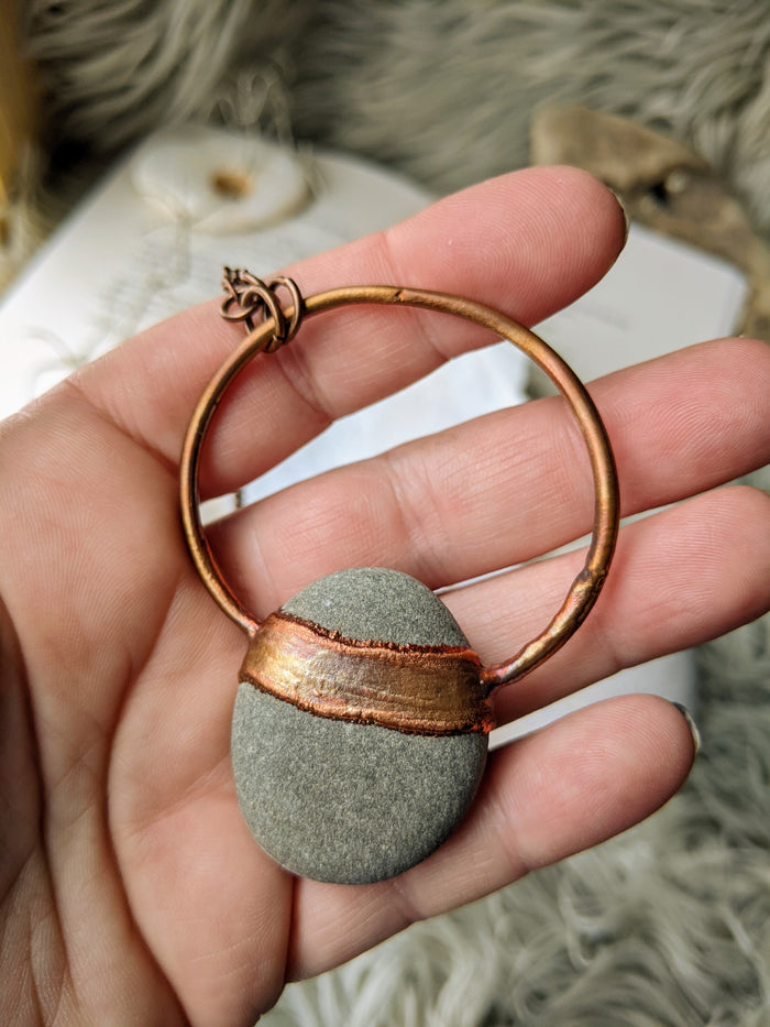 Copper Electroformed Welsh Beach Pebble Worry Stone Necklace 8 - Minxes' Trinkets