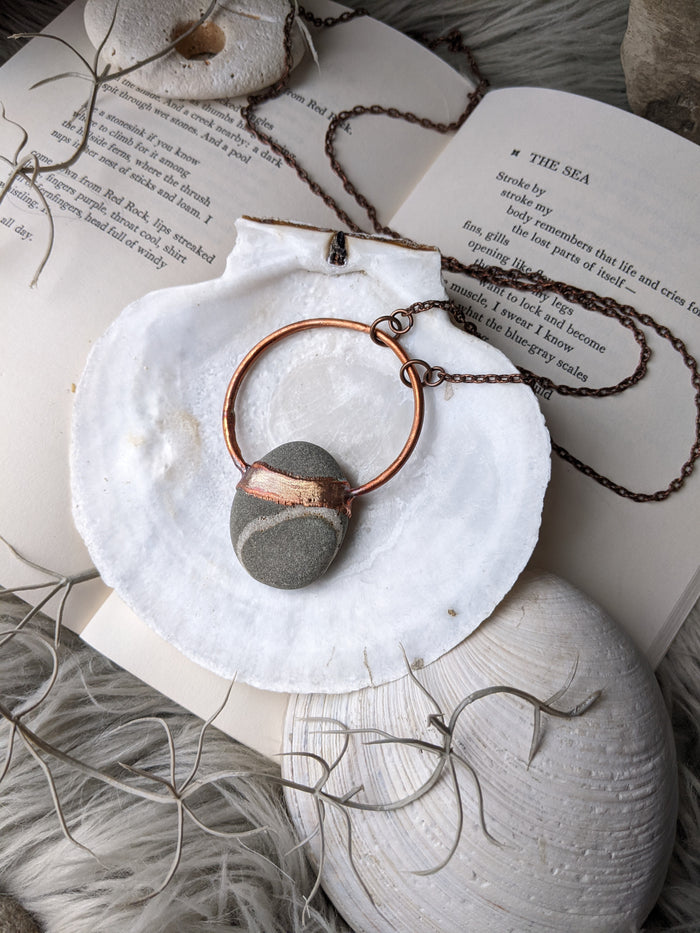 Copper Electroformed Welsh Beach Pebble Worry Stone Necklace 8 - Minxes' Trinkets