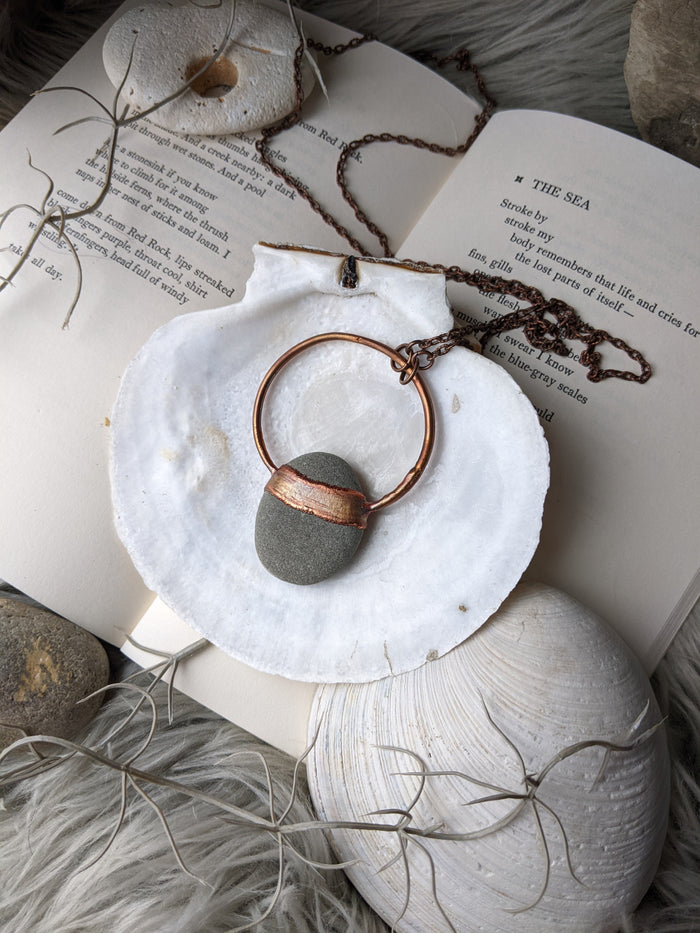 Copper Electroformed Welsh Beach Pebble Worry Stone Necklace 8 - Minxes' Trinkets