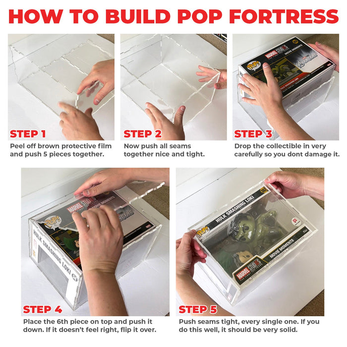 4.5mm thick Pop Fortress Custom Acrylic Hard Case for Funko Dorbz Grail Boxes Exclusive to Display Geek & The Protector Guide App