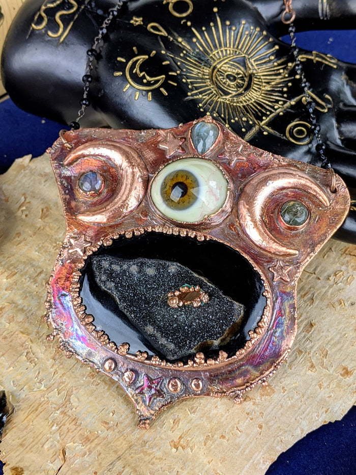 'Darkness Mutters' Copper Electroformed Halloween Statement Necklace - Minxes' Trinkets