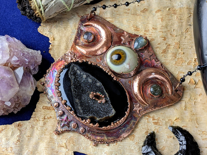 'Darkness Mutters' Copper Electroformed Halloween Statement Necklace - Minxes' Trinkets