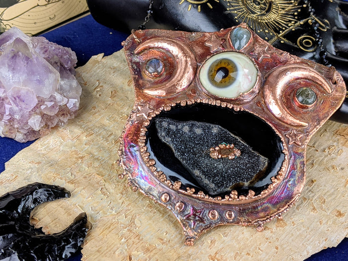 'Darkness Mutters' Copper Electroformed Halloween Statement Necklace - Minxes' Trinkets