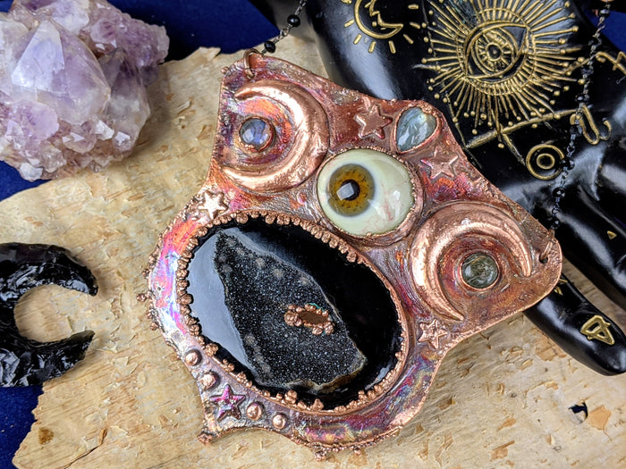 'Darkness Mutters' Copper Electroformed Halloween Statement Necklace - Minxes' Trinkets